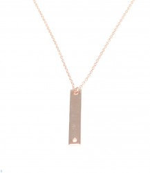 Sterling Silver Long Bar Necklace, Rose Gold Plated - 5