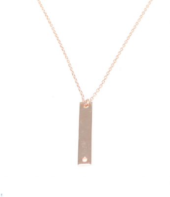 Sterling Silver Long Bar Necklace, Rose Gold Plated - 5
