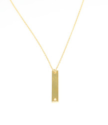 Sterling Silver Long Bar Necklace, Rose Gold Plated - Nusrettaki (1)