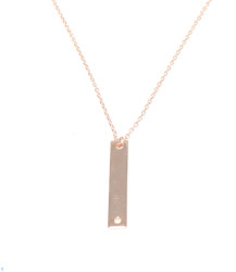 Sterling Silver Long Bar Necklace, Rose Gold Plated - Nusrettaki