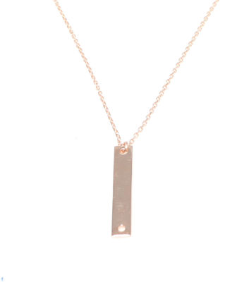Sterling Silver Long Bar Necklace, Rose Gold Plated - 1