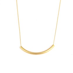 Sterling Silver Long Tube Necklace, Gold Plated - Nusrettaki