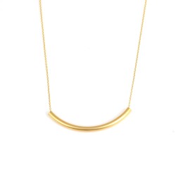 Sterling Silver Long Tube Necklace, Gold Plated - 1