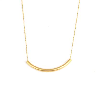 Sterling Silver Long Tube Necklace, Gold Plated - 1