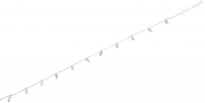 Sterling Silver Mini Bar Anklet, White Gold Vermeiled - 3