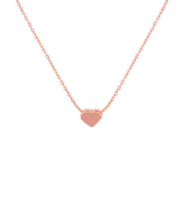 Sterling Silver Mini Heart Pendant Necklace, Rose Gold Plated - 3