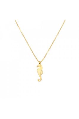 Sterling Silver Mini Seahorse Dainty Necklace, Gold Plated - 4