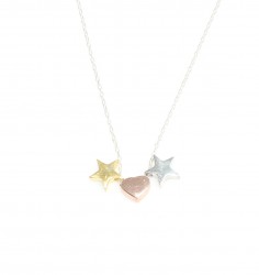 Sterling Silver Mini Stars & Heart Dainty Necklace - Nusrettaki (1)