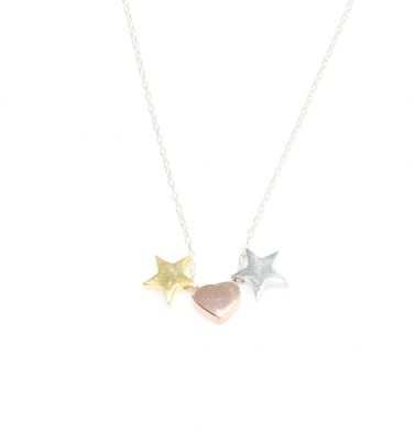 Sterling Silver Mini Stars & Heart Dainty Necklace - 2