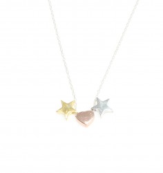 Sterling Silver Mini Stars & Heart Dainty Necklace - Nusrettaki (1)