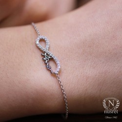 Sterling Silver Mom's Bracelet, White Gold Vermeil - Nusrettaki