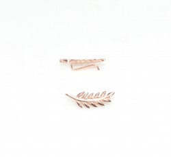 Sterling Silver Olive Brach Ear Climbers, Rose Gold Plated - 10