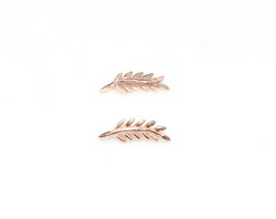 Sterling Silver Olive Brach Ear Climbers, Rose Gold Plated - 6
