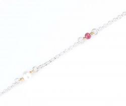 Sterling Silver Pearl & Garnet Anklet - Nusrettaki (1)