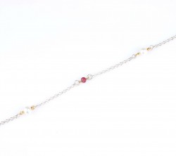 Sterling Silver Pearl & Garnet Anklet - 3