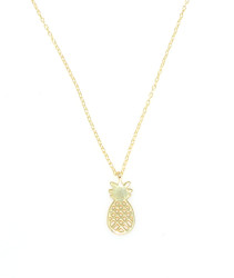 Sterling Silver Pineapple Dainty Necklace, White Gold Plated - 3