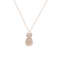 Sterling Silver Pineapple Dainty Necklace, White Gold Plated - 5