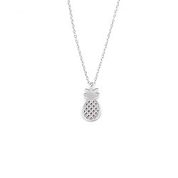 Sterling Silver Pineapple Dainty Necklace, White Gold Plated - Nusrettaki (1)