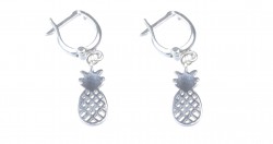 Sterling Silver Pineapple Dangle Earrings, White Gold Vermeiled - Nusrettaki (1)