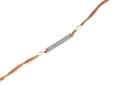 Sterling Silver Rose Gold Plated Bar Cord Bracelet - 2