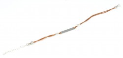 Sterling Silver Rose Gold Plated Bar Cord Bracelet - 3
