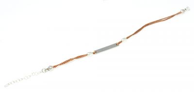 Sterling Silver Rose Gold Plated Bar Cord Bracelet - 3