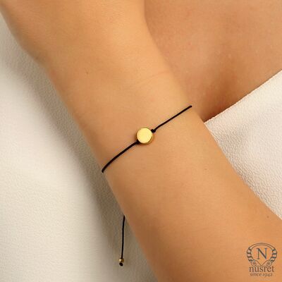 Sterling Silver Round Cord Bracelet, Gold Plated - 2