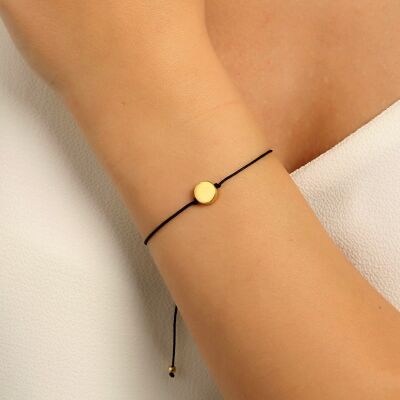 Sterling Silver Round Cord Bracelet, Gold Plated - 1