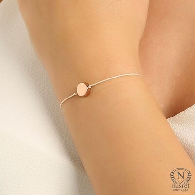 Sterling Silver Round Cord Bracelet, Rose Gold Plated - 1
