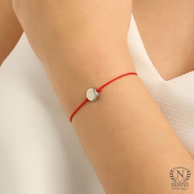 Sterling Silver Round Cord Bracelet, White Gold Plated - 1