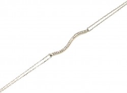 Sterling Silver S model Tennis Bracelet, White Gold Vermeil - Nusrettaki