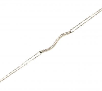 Sterling Silver S model Tennis Bracelet, White Gold Vermeil - 3