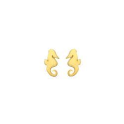 925 Sterling Silver Seahorse Studs, Gold Plated - 7