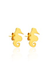 925 Sterling Silver Seahorse Studs, Gold Plated - 4