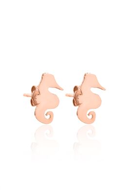 925 Sterling Silver Seahorse Studs, Gold Plated - 5