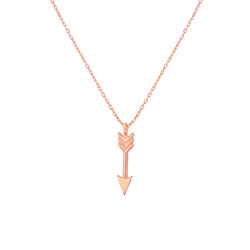 Sterling Silver Shoot for Love Dainty Necklace, Rose Gold Plated - 9