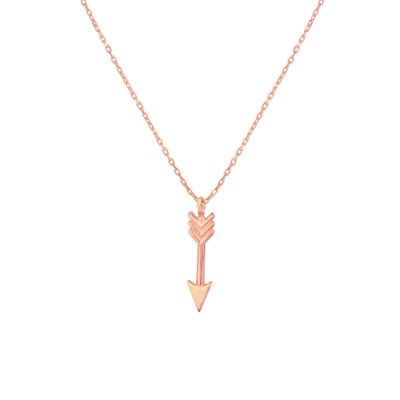 Sterling Silver Shoot for Love Dainty Necklace, Rose Gold Plated - 9