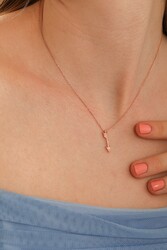 Sterling Silver Shoot for Love Dainty Necklace, Rose Gold Plated - Nusrettaki (1)