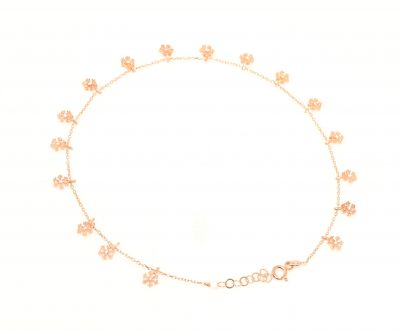 Sterling Silver Snowflakes Anklet, Rose Gold Vermeil - 5