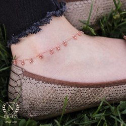 Sterling Silver Snowflakes Anklet, Rose Gold Vermeil - Nusrettaki