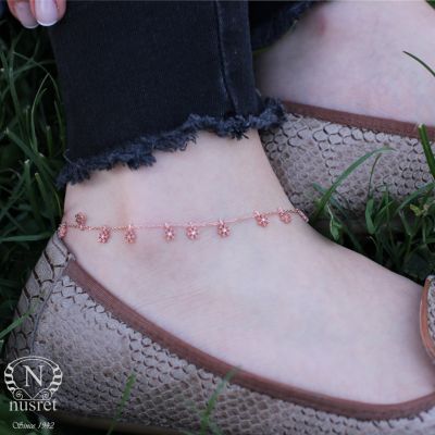 Sterling Silver Snowflakes Anklet, Rose Gold Vermeil - 3