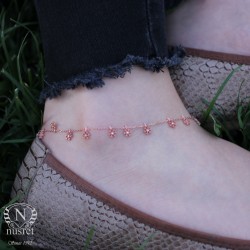 Sterling Silver Snowflakes Anklet, Rose Gold Vermeil - 2
