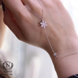 Sterling Silver Snowflakes Ring Bracelet - Nusrettaki