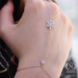 Sterling Silver Snowflakes Ring Bracelet - Nusrettaki (1)