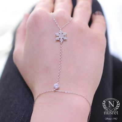 Sterling Silver Snowflakes Ring Bracelet - 5
