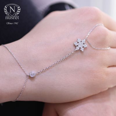 Sterling Silver Snowflakes Ring Bracelet - 6