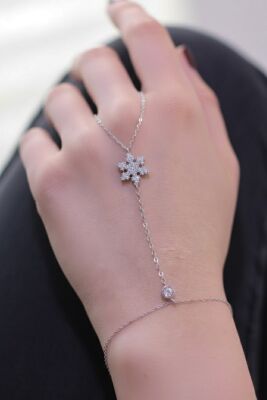 Sterling Silver Snowflakes Ring Bracelet - 1