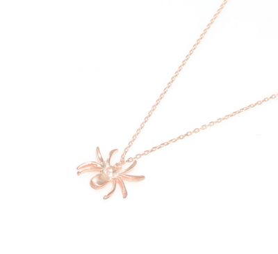 Sterling Silver Spider Dainty Pendant Necklace, Rose Gold Plated - 5