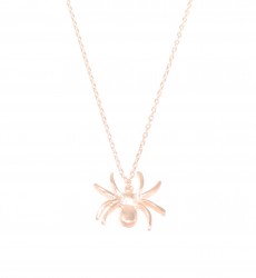 Sterling Silver Spider Dainty Pendant Necklace, Rose Gold Plated - 6