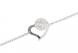 Sterling Silver Spiral Heart Bracelet with CZ - 8